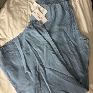 Calvin Klein Jeans Pale Blue Elastic-Waist Wide Leg Pants